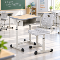 Ensemble de bureau et chaise d'école ergonomique à dossier réglable en hauteur pour école internationale