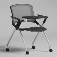 Chaise de conférence ergonomique moderne en maille avec structure en fer pliable pour la maison, le bureau, l'école, l'hôpital, la salle de formation