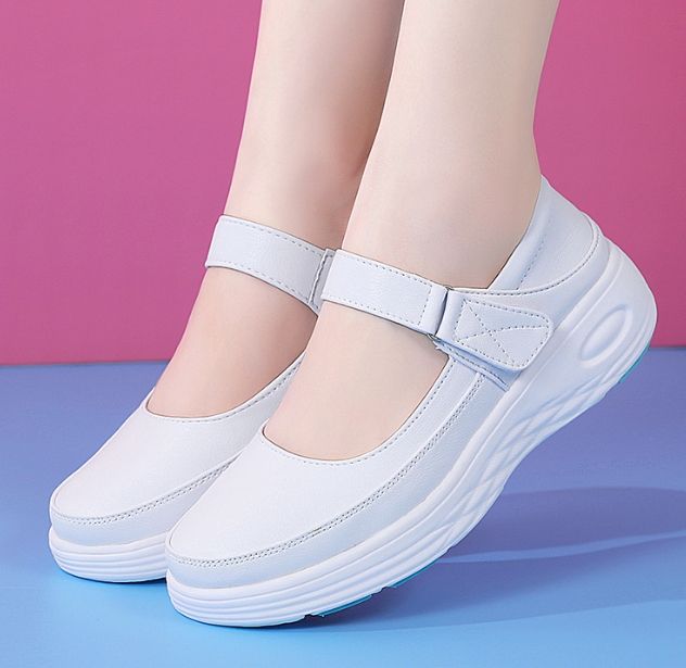 Zapatos blancos de enfermera de talla 41, Sandalias de tacón de
