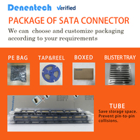 Conector Denentech SATA de 7 Pines Macho SMT, Contactos de Latón Chapados en Oro, Adaptador Recto para PCB, para Almacenamiento en Disco Duro
