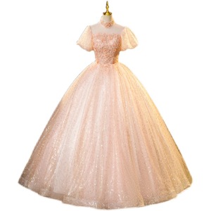 Elegant Tulle Dress Women Adult Formal Wear Stage Performance Gown Solid Color Polyester Fiber - Product Image 5