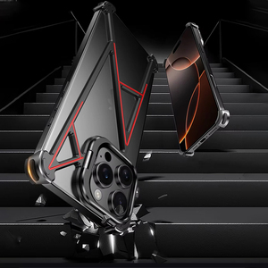 Đơn Giản Cá Nhân Phong Cách Không Khung Tản Nhiệt Kim Loại Trường Hợp Điện Thoại Cho <span class=keywords><strong>Iphone</strong></span> 14 15 16 Promax Với Ống Kính Chân Đế Nhôm Bìa - Product Image 3