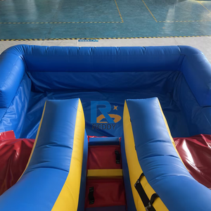 16ft màu đỏ và màu xanh ngoài trời trẻ em công viên nước lâu đài <span class=keywords><strong>bouncy</strong></span> trò chơi bơm hơi đôi trượt nước với quạt gió - Product Image 4