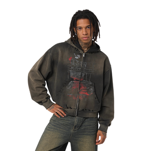 Sudadera con capucha unisex de diseñador con cremallera, diseño <span class=keywords><strong>American</strong></span> Blood Stain <span class=keywords><strong>Eagle</strong></span> Destroyed Sun Faded, <span class=keywords><strong>para</strong></span> <span class=keywords><strong>hombre</strong></span>, personalizada, oversize - Product Image 1