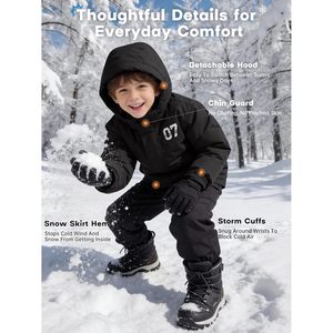 FOXA Kids <b>Waterproof</b> Ski <b>Jacket</b> Fleece Lined Warm <b>Winter</b> Coat With Detachable Hood Unisex Snow Wear - Product Image 5