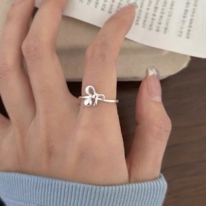 S925 Sterling Silver Bow <b>Ring</b> For Women <b>Thin</b> Open Design Everyday Wear Jewelry - Product Image 1