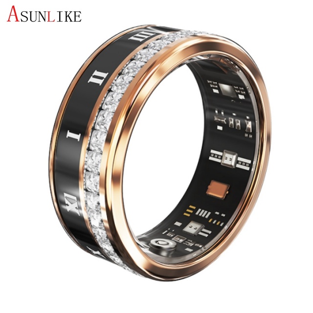V2 New Trending Women's Smart Health Monitoring Ring with Diamond IP68 Waterproof Calorie Tracker Remotely Taking Picture