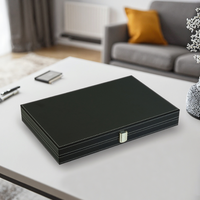Sonny Jeu d'échecs d'intérieur en cuir PU Jeu de backgammon personnalisé de luxe de 18 pouces