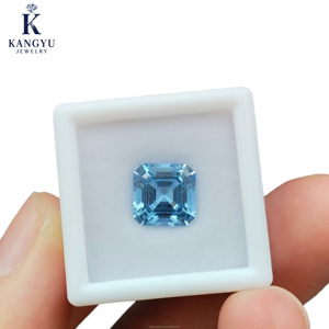 Acquamarina Sintetica Taglio Asscher Sciolta di Alta Qualità Certificata da Terze Parti, Varie Misure, per Creazione Gioielli con Effetto Color Play - Product Image 3