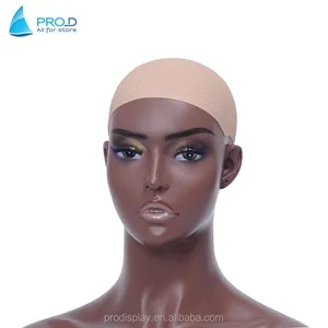 Afro-amerikaanse Mannequin Hoofd Human Hair Training Mannequin Hoofd Kleur Overdreven Serie Make-Up Model Hoofd