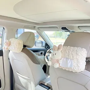 Karikatür özel evrensel araba Visor taşınabilir dantel dekoratif peçete tutucu kızlar bayanlar için