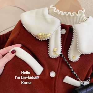 Girls Sweet Thick Peter Pan Collar Jacket And Skirt Set 2025 Winter Cotton Padded Red For Kids - Product Image 2