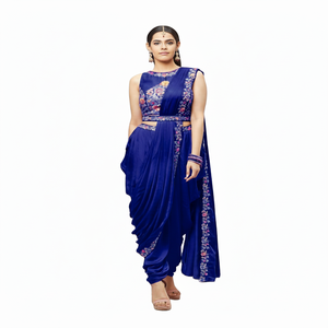 Auto-conçu dernier concepteur soie brodé Saree Blouse fête de mariage porter femmes doux soie dentelle bordure Sari indien pakistanais - Product Image 1