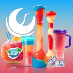 700ml/1000ml Récipients en plastique à long cou Cocteles Las Vegas <span class=keywords><strong>Tasse</strong></span> en plastique Dispos Slushy Boissons infusées aux fruits Slash Cup pour événement - Product Image 1