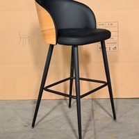 Tabouret de bar pour îlot de cuisine, bar à petit-déjeuner ou bar de pub, avec base noire mate résistante à l'usure, hauteur fixe, coussin souple et garantie commerciale