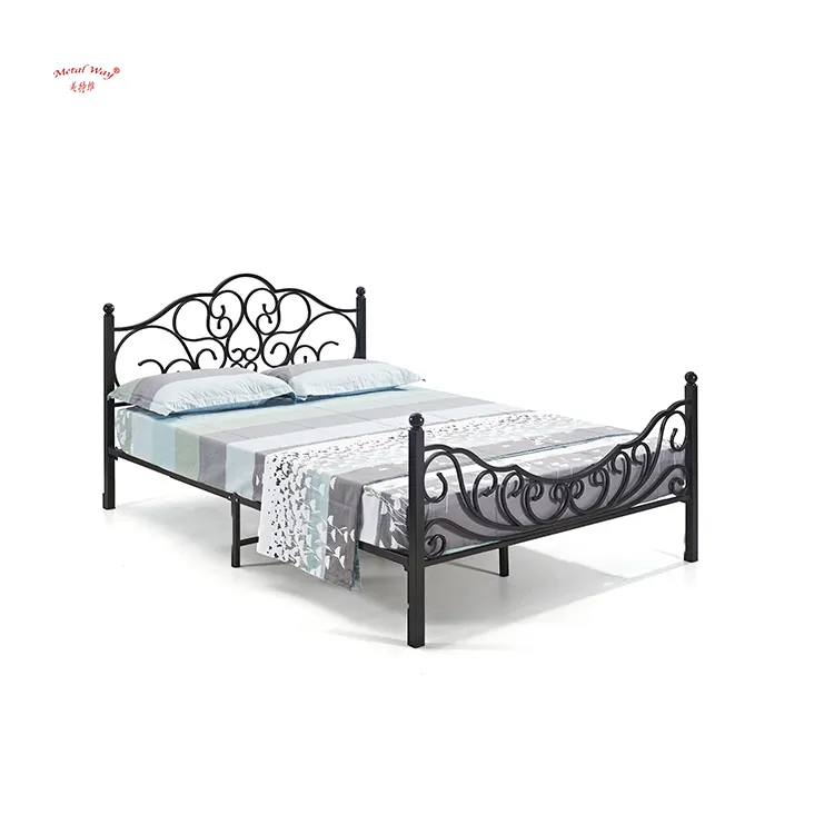 Wrought Iron Simple Installation Black Large Antique Bed Single Bed