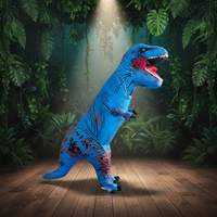 Costume gonflable bleu de T-Rex pour adulte, convient aux personnes de 1,5 à 2 m. Idéal pour Noël, le cosplay, les fêtes, les spectacles sur scène et les bals masqués