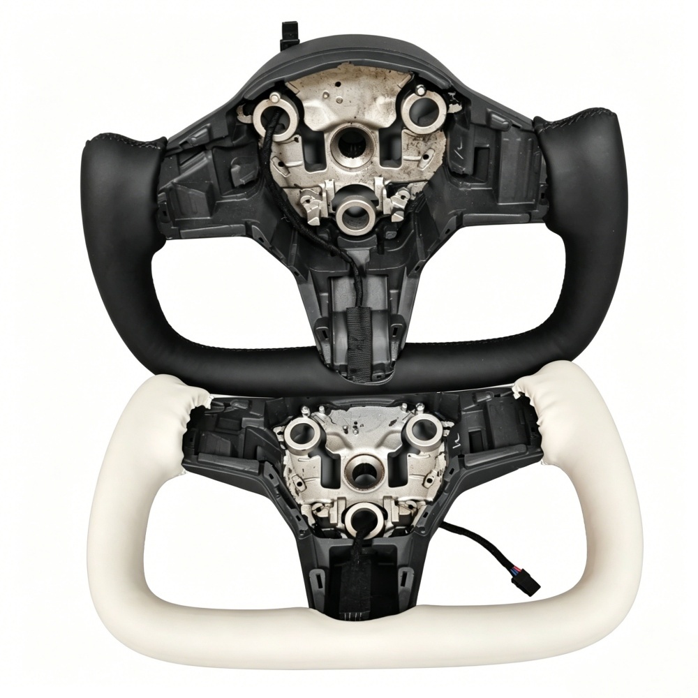 Car Universal Leather Yoke Heated Volant Lenkrad Steering Wheel Frame (Tesla Fitment), photo 3