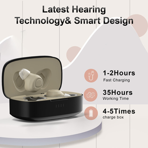 Nuevos auriculares duales Mini audífono con compartimento de carga para adultos, reducción de ruido <span class=keywords><strong>en</strong></span> el oído, sin silbidos, recargable - Product Image 2
