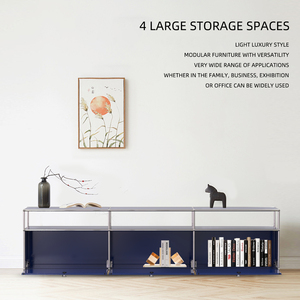 Nội thất bằng kim loại màu xanh đậm, Tủ tivi kiểu Trung Quốc bằng thép không gỉ, Nội thất mô-đun có thể tùy chỉnh dung tích lớn - Product Image 3