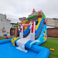 Yuedong Château Gonflable de Jeu Aquatique avec Toboggan et Grande Piscine pour Fêtes et Activités Extérieures