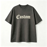 T-shirt Boxy Streetwear Personnalisé OEM Teint en Pièce, Uni, Sportif, Impression DTG Kornit, Texte Graphique Rétro, Charbon