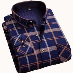 Camicia da uomo invernale calda in pile <span class=keywords><strong>a</strong></span> manica lunga con bottone con risvolto <span class=keywords><strong>a</strong></span> colletto all'ingrosso - Product Image 1