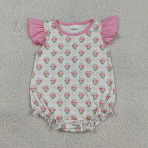 Romper de Burbuja con Mangas Cortas y Lazos de Flores para Bebés Niñas - Product Image 1