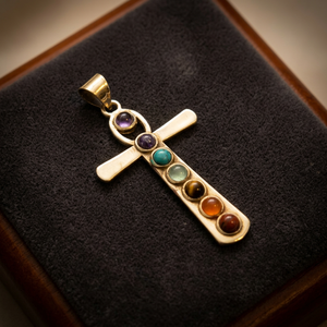 Croix Offre Spéciale Design 7 Chakra Pendentif Collier Laiton métal pierre précieuse sept chakra - Product Image 1