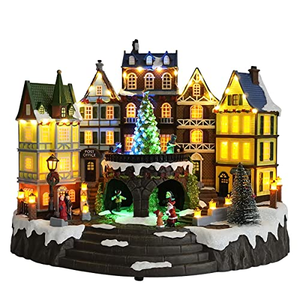 Figura Decorativa Navideña con Árbol Animado Iluminado con LED, Música y Estilo Europeo, Marca MELODY, Funciona con 3 Pilas AA, para Decoración Navideña - Product Image 1