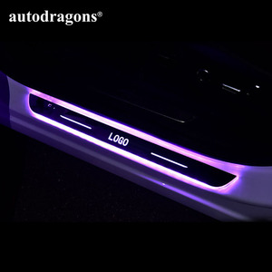 ไฟตกแต่งประตูรถยนต์ไร้สาย RGB LED พร้อมโลโก้รถยนต์ ไฟต้อนรับ LED ไฟ Ambient Light แผ่นกันรอยขีดข่วน ไฟตกแต่งแบบกำหนดเองได้ - Product Image 5