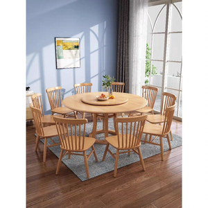 <b>Round</b> <b>Dining</b> <b>Table</b> Set 8 seaters <b>Solid</b> <b>Wood</b> <b>Dining</b> Room Furniture with Spinning Tabletop Wooden Chairs for Home Apartment - Product Image 3