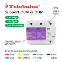 Parafoudre biphasé Telebahn 25kA 10/350μs 2P+NPE T1, dispositif de protection contre les surtensions, certifié TUV, IP20