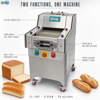 ZL-280 Mini Façonneuse à Pain Multifonction 0.55KW, Machine à Presser et Façonner la Pâte 1200g pour Toast, Hot-dogs, Boulangerie de Petite Taille