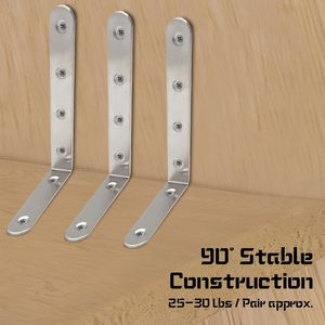 Support d'<span class=keywords><strong>angle</strong></span> en métal de qualité supérieure en forme de L pour étagère de meuble, fixation murale, connecteur de meuble de garde-robe, quincaillerie robuste - Product Image 4