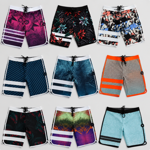 Custom Men's Swim Trunks Foreign Trade Casual <b>Elastic</b> Quick-Dry Beach Shorts Large Size Five-Point Color Blocking Drawstring - Product Image 1
