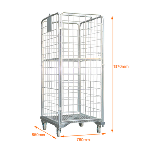 फोल्डेबल टिकाऊ गैल्वेनाइज्ड स्टील जाल रोल पिंजरे 500 किलोग्राम क्षमता L760xd850xh1870 सुपरमार्केट लॉजिस्टिक परिवहन - Product Image 6