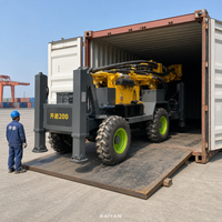 Foreuse de puits d'eau sur roues KY200, profondeur 200m, diamètre de forage 140-254mm, moteur diesel Yuchai 58kW, foreuse DTH remorquable