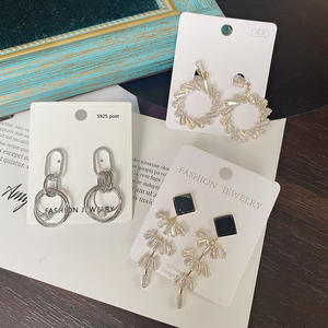 Pendientes de joyería fina de moda Aretes con Diamantes Incrustados Aretes de Moda en Oro Amarillo de 14K y Plata Esterlina 925 - Product Image 3