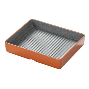 Plateaux de service rectangulaires en mélamine bicolore gris et orange pour restaurant, hôtel, buffet – Ensemble d'assiettes profondes - Product Image 5