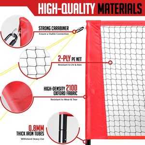 Ensemble de filet de <span class=keywords><strong>volley</strong></span>-ball complet réglable en hauteur et mobile pour la plage, la cour et les sports de plein air en famille - Product Image 4