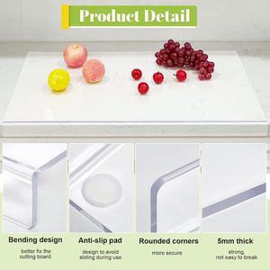 Custom Size Eco-Friendly Clear Frosted PP <b>Acrylic</b> Stocked Rectangle Cutting Board Large Countertop Protector Counter Lip Made - Product Image 3