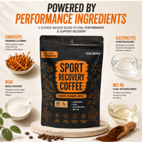 Poudre de café instantané pour la récupération sportive, supplément de Cordyceps, BCAA, électrolytes, 150g, support OEM, endurance, récupération musculaire