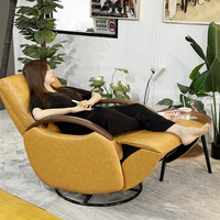 Fauteuil électrique moderne en cuir véritable pour une personne, multifonctionnel, inclinable, avec fonction de massage, rotation et oscillation