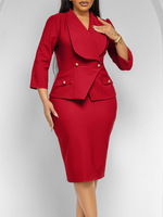 Nouvelle robe de bureau pour femmes, mode, col large, manches trois quarts, robe de bureau OL