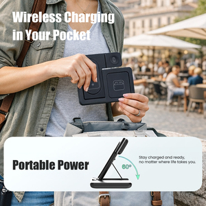 Support de charge sans fil rapide 3-en-1 portable avec logo personnalisé, design magnétique pliable <span class=keywords><strong>pour</strong></span> téléphone portable et <span class=keywords><strong>montre</strong></span> - Product Image 4