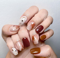 Faux ongles press-on faits main de luxe, peints à la main, en acrylique et gel, personnalisables, pour usage professionnel en salon, forme amande, vente en gros, best-seller