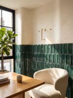 Carreaux muraux en céramique brillants rectangulaires verts modernes faits à la main en 3D pour la salle de bain, la cuisine, la décoration extérieure