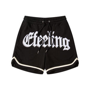 Contrast Binding Hem American Style Embroidered Breathable High Quality Mens Heavyweight Cotton Shorts Wholesale - Product Image 2