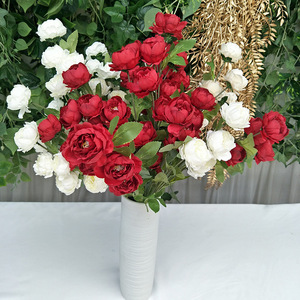 Fleurs artificielles Queyiyi, pivoines délicates à 6 têtes, branche de 30cm à 100cm, accessoires de décoration pour mariage et maison - Product Image 2